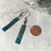 blue copper patina strip earrings with dumortierite