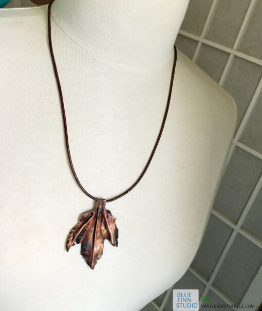 copper leaf necklace