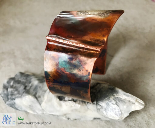 mixed metal copper and silver cuff bracelet