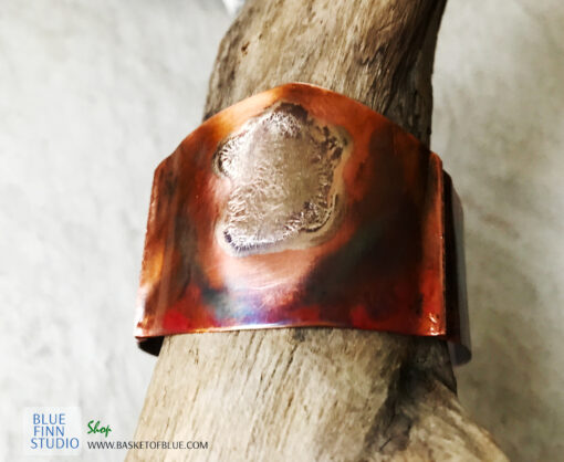 mixed metal copper and silver cuff bracelet