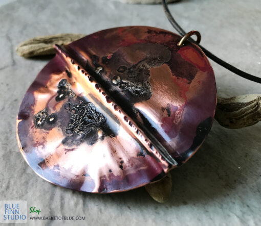 Mixed metal Large Round Copper Necklace