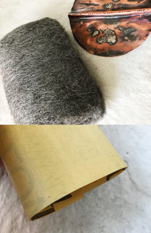 steel wool and sandpaper to clean copper