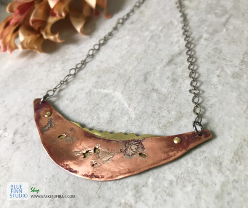 Mixed metal copper and brass necklace