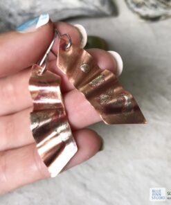 copper silver mixed metal fused earrings