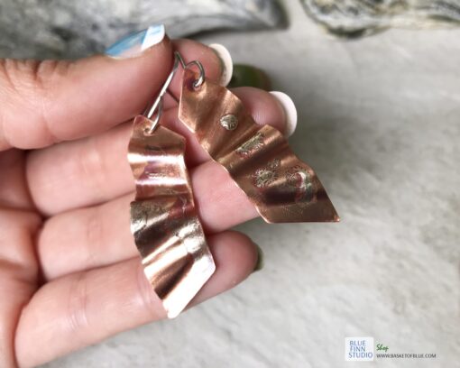copper silver mixed metal fused earrings