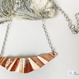 mixed metal copper and silver ripple bar neckace