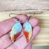 colorful copper enamel leaf earrings