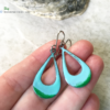 green enamel open teardrop earrings