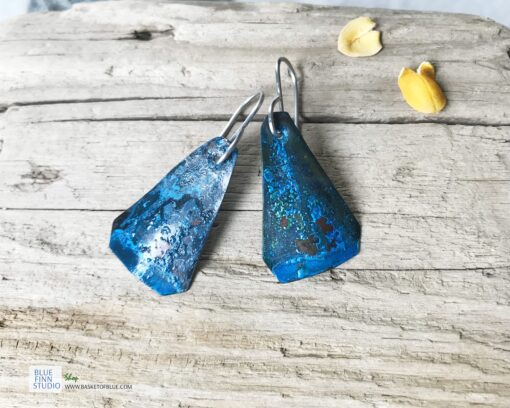blue patina rustic copper earrings