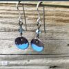blue round dangle enameled copper earrings
