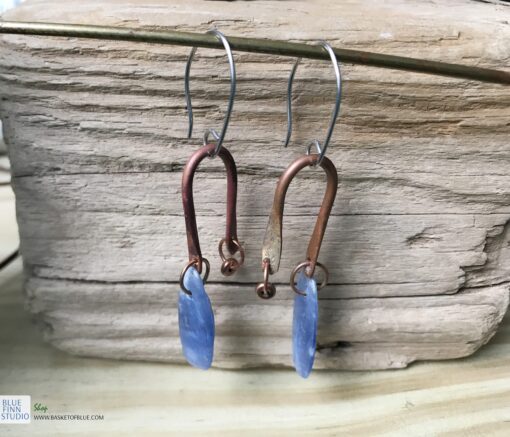 kyanite copper dangle earrings