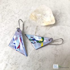 geometric painterly enamel art earrings