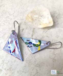 geometric painterly enamel art earrings