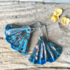 copper blue patina mermaid tail earrings