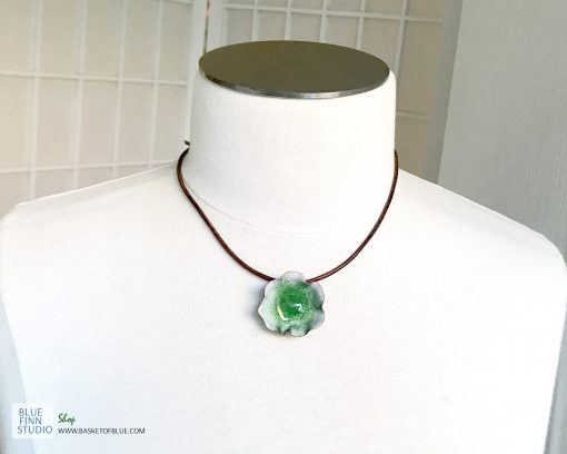 green enameled copper water pod pendant
