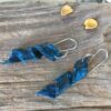 copper blue rustic patina twist earrings