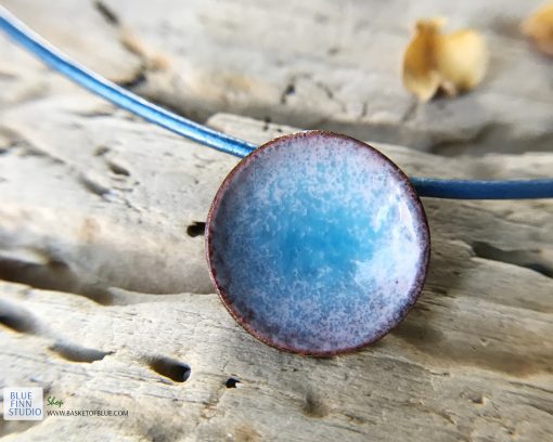 small blue enamel water pod pendant