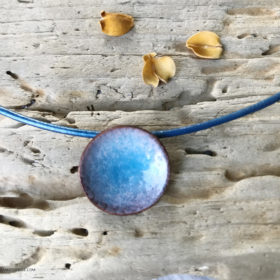 small blue enamel water pod pendant