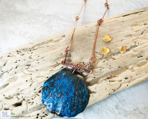 copper patina shell necklace