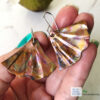 ginkgo leaf earrings flame painted copper
