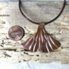 Ginkgo leaf flame painted copper necklace