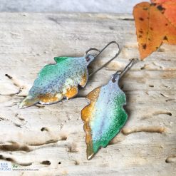 fall leaf enamel earrings