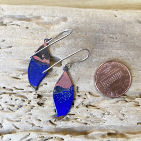 blue small enamel leaf earrings
