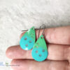 blue green hand painted oval earrings