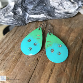 blue green painted oval earrings