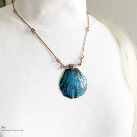 Blue copper patina shell necklace