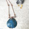 Blue copper patina shell necklace