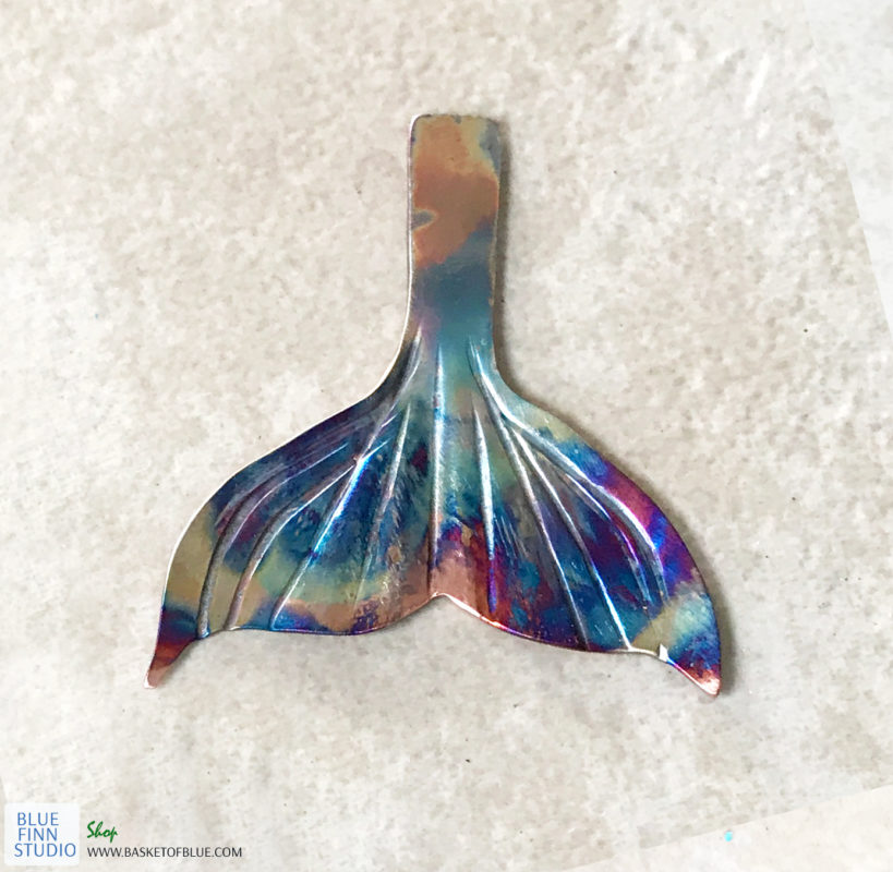 copper flame painted whale tail