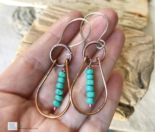 copper boho hoop earrings