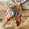 flame painted copper mermaid fish tail pendant
