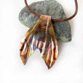 copper mermaid tail flame painted pendant