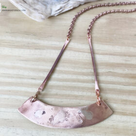 mixed metal bronze and silver bar necklace
