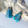 blue green verdigris copper patina triangle earrings