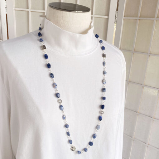 Long blue sodalite necklace