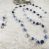 Long blue sodalite pewter silver necklace