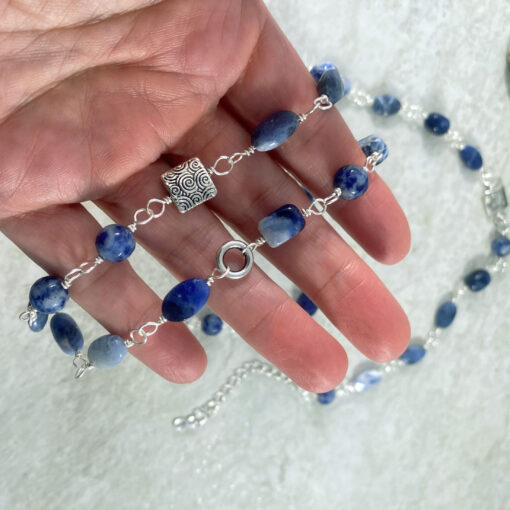 Long blue sodalite necklace