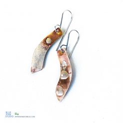 mixed metal bronze bar earring