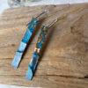 blue copper patina rectangle earrings