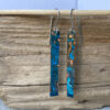 blue copper patina rectangle earrings