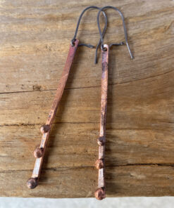 rustic copper long stick earrings