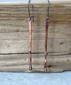 long copper bar earrings