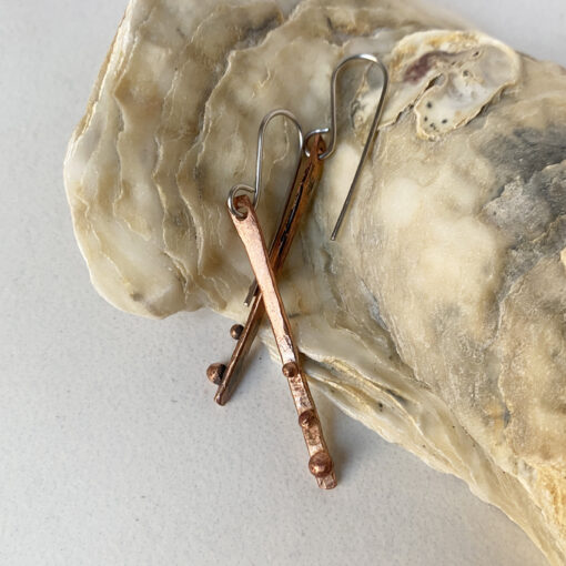 copper bar earrings