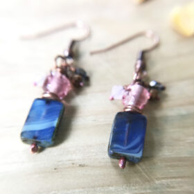 blue art glass earrings