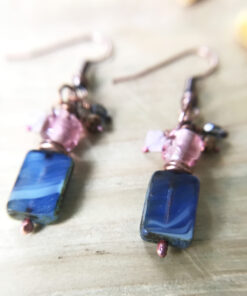 blue art glass earrings
