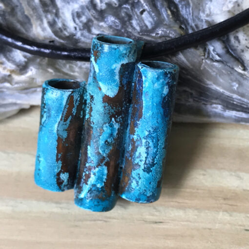 copper tube patina pendant