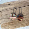 round copper peridot dangle earrings